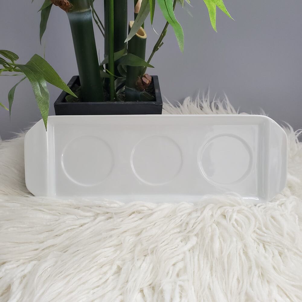 Fitz & Floyd Everyday White Modern Porcelain Trio Rectangular Serving Tray